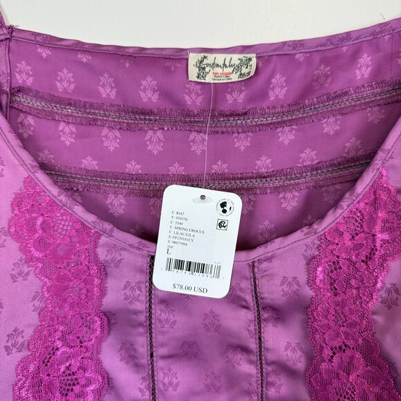NWT Intimately Free People Midnight Muse Sleep Set Pajama Satin Purple $78 - L - Picture 3 of 9